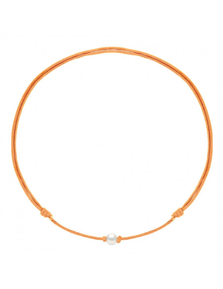 Sliding Link Necklace White Culture Bead 9 mm - 12 Cord Colors - Ana