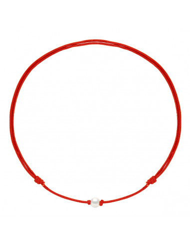 Sliding Link Necklace White Culture Bead 9 mm - 12 Cord Colors - Ana