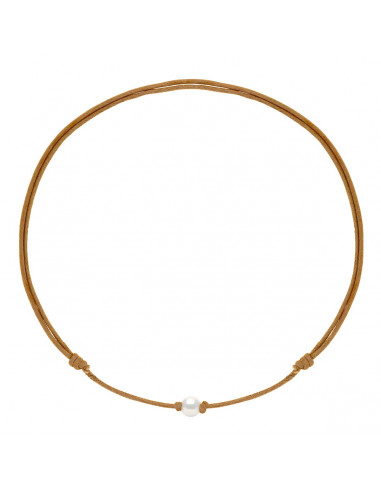 Sliding Link Necklace White Culture Bead 9 mm - 12 Cord Colors - Ana