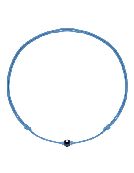 Sliding Link Necklace Black Culture Bead 9 mm - 12 Cord Color - Mary