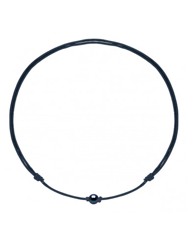 Sliding Link Necklace Black Culture Bead 9 mm - 12 Cord Color - Mary