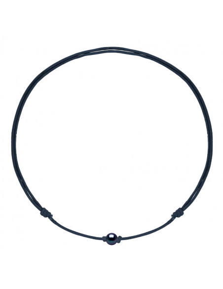 Sliding Link Necklace Black Culture Bead 9 mm - 12 Cord Color - Mary