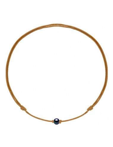 Sliding Link Necklace Black Culture Bead 9 mm - 12 Cord Color - Mary