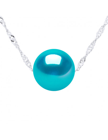 Collier Chaîne Singapour en Argent 925 et Perle de Culture Ronde 8 mm - 7 Coloris - JADA