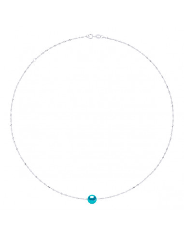 Collier Chaîne Singapour en Argent 925 et Perle de Culture Ronde 8 mm - 7 Coloris - JADA