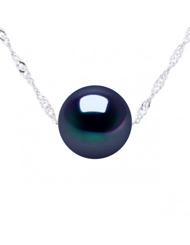 Collana a catena argento 925 argento e 8 mm per perle di cultura rotonda - 7 colori - Jada