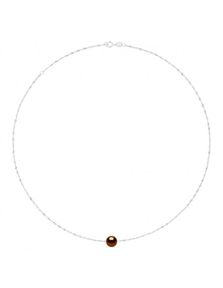 Collier Chaîne Singapour en Argent 925 et Perle de Culture Ronde 8 mm - 7 Coloris - JADA