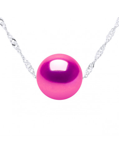 Collana a catena argento 925 argento e 8 mm per perle di cultura rotonda - 7 colori - Jada