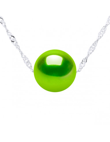 Collana a catena argento 925 argento e 8 mm per perle di cultura rotonda - 7 colori - Jada