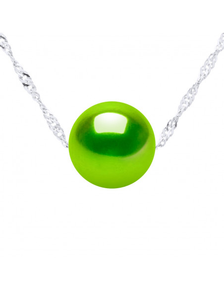 Collana a catena argento 925 argento e 8 mm per perle di cultura rotonda - 7 colori - Jada