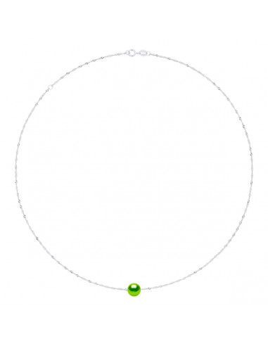 Collana a catena argento 925 argento e 8 mm per perle di cultura rotonda - 7 colori - Jada