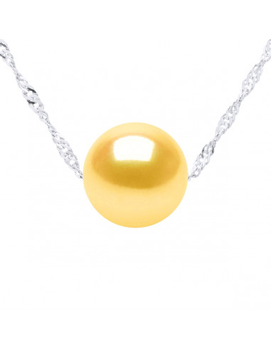 Collana a catena argento 925 argento e 8 mm per perle di cultura rotonda - 7 colori - Jada