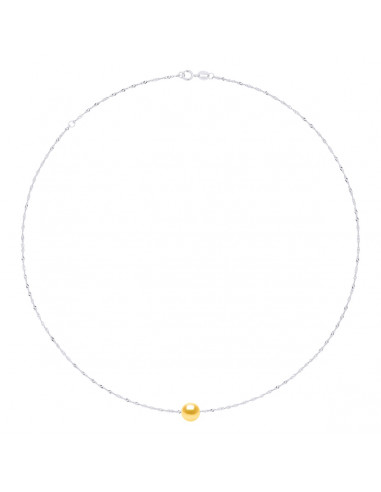 Collier Chaîne Singapour en Argent 925 et Perle de Culture Ronde 8 mm - 7 Coloris - JADA