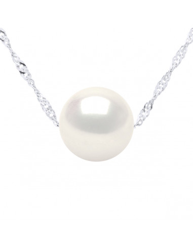 Silber Silber 925 Kette Halskette und 8 mm Runde Kultur Pearl - 7 Farben - Jada