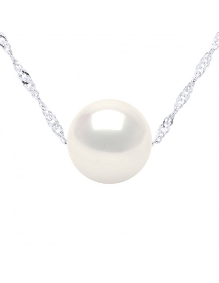 Silber Silber 925 Kette Halskette und 8 mm Runde Kultur Pearl - 7 Farben - Jada