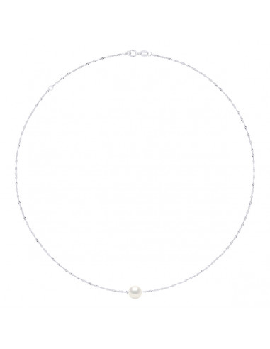 Collar de cadena de plata 925 de plata y collar de 8 mm de la cultura redonda - 7 colores - Jada