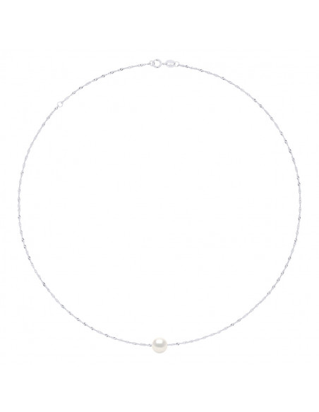 Collar de cadena de plata 925 de plata y collar de 8 mm de la cultura redonda - 7 colores - Jada