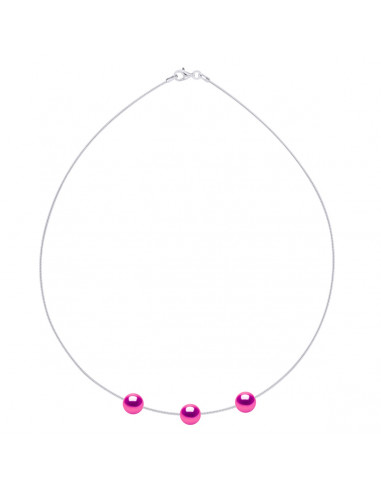 Collana Omega in argento 925 e 3 perline di coltivazione rotonda 9 mm - 6 colori - Tania