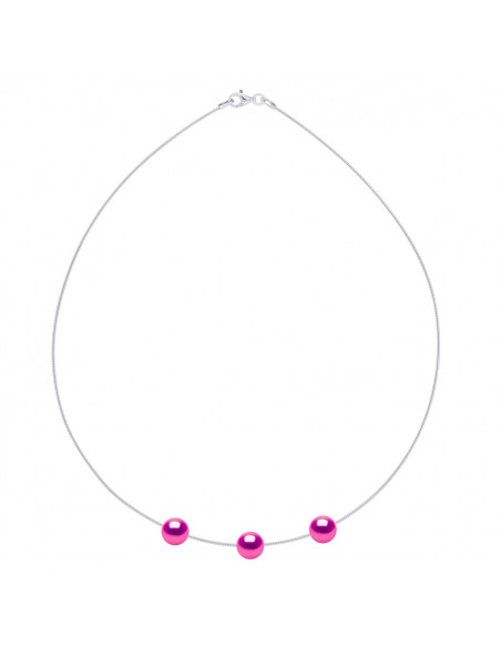 925 silver omega necklace and 3 round cultivation beads 9 mm - 6 colors - Tania