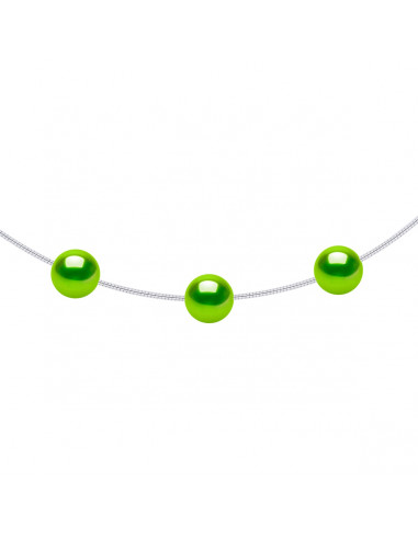 925 silver omega necklace and 3 round cultivation beads 9 mm - 6 colors - Tania