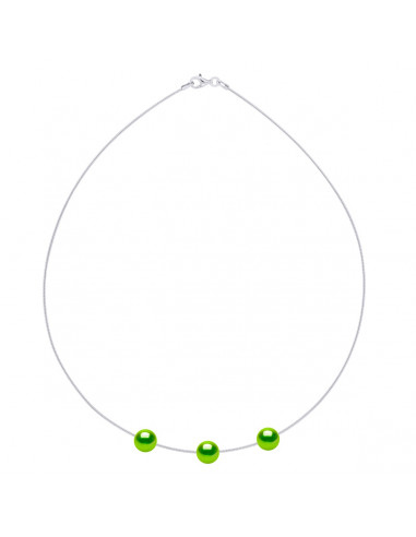 925 silver omega necklace and 3 round cultivation beads 9 mm - 6 colors - Tania