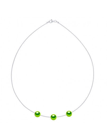 Collana Omega in argento 925 e 3 perline di coltivazione rotonda 9 mm - 6 colori - Tania