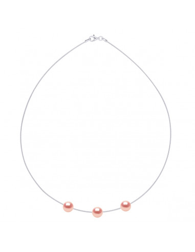 925 silver omega necklace and 3 round cultivation beads 9 mm - 6 colors - Tania