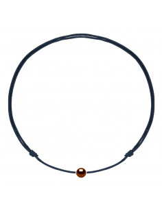 Collier Lien Coulissant LUXE noir Perle de Culture 10 mm - 8 Coloris de Perles - ARGENT 925 - MIA