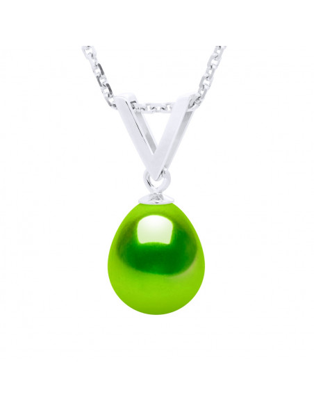 Pendentif Perle de Culture Poire 8 mm - 6 Coloris - Argent 925 - DONA