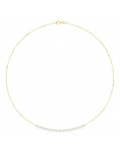 Collier Chaîne en Or avec 15 Perles de Culture Rondes 4 mm - 2 Coloris - LUANA