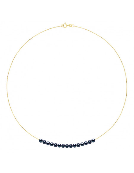 Goldkette Halskette mit 15 runden Zuchtperlen 4 mm - 2 Farben - Luana