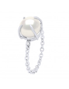 Bague Chaînage en Argent 925 et Perle de Culture 8 mm - 2 Coloris - EVORIA