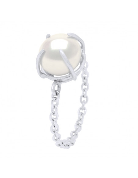 Bague Chaînage en Argent 925 et Perle de Culture 8 mm - 2 Coloris - EVORIA