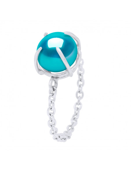 Bague Chaînage en Argent 925 et Perle de Culture 8 mm - 3 Coloris - EVORIA