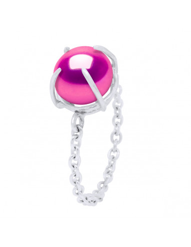 Anillo de encadenamiento de plata 925 y perla de 8 mm de cultivo - 3 colores - Evoria