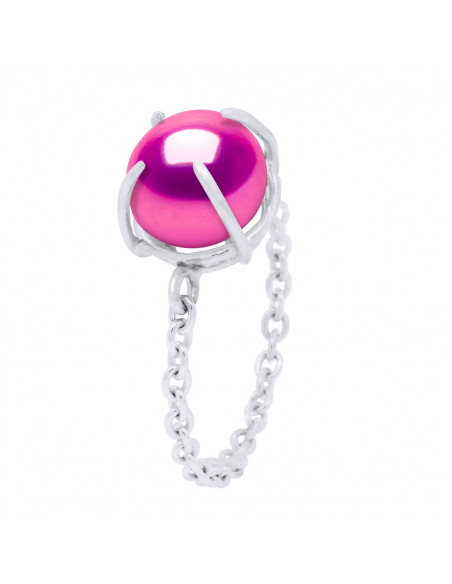 Anillo de encadenamiento de plata 925 y perla de 8 mm de cultivo - 3 colores - Evoria