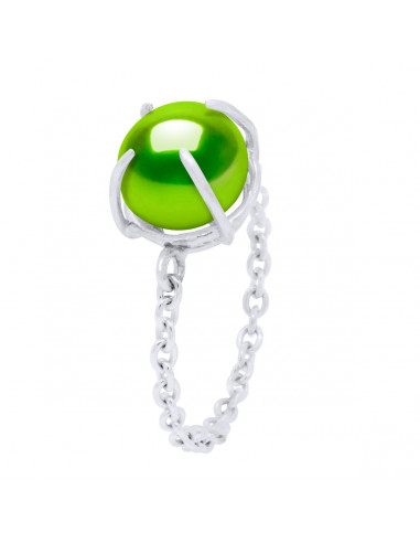 925 silver chaining ring and 8 mm culture pearl - 3 colors - Evoria