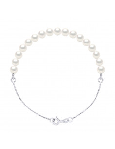 Bracelet Chaîne et Perles de Culture 5 mm alterné - Argent 925 - 5 Coloris - Ilona