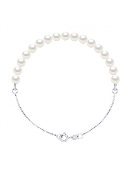 Bracelet Chaîne et Perles de Culture 5 mm alterné - Argent 925 - 5 Coloris - Ilona