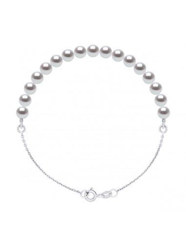 String Bracelet and Culture Beads 5 mm Alternate - Silver 925 - 5 Colors - Ilona