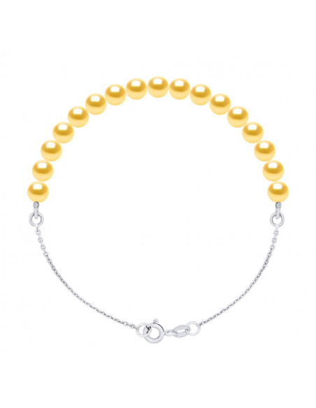 Braccialetto a corda e perline di coltura 5 mm Alternata - Argento 925 - 5 colori - Ilona