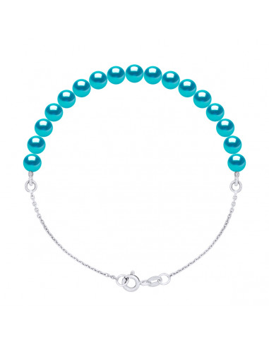 Pulsera de cadena y abalorios de cultivo 5 mm alternativo - Plata 925 - 6 colores - Ilona