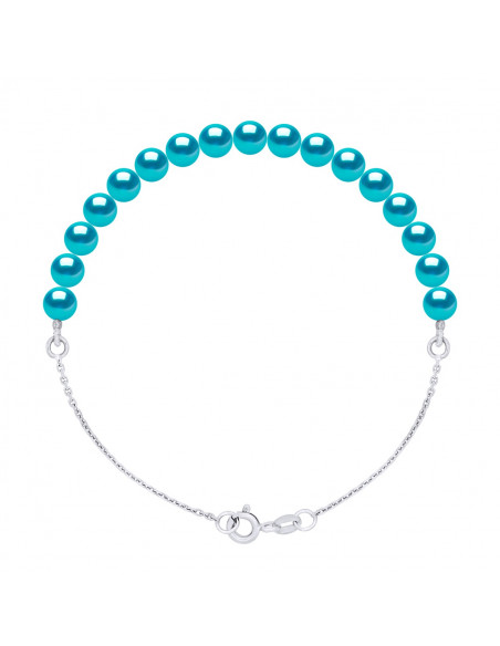 String Bracelet and Culture Beads 5 mm Alternate - Silver 925 - 6 Colors - Ilona