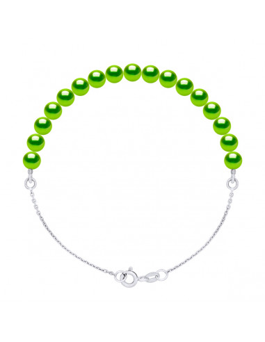 String Bracelet and Culture Beads 5 mm Alternate - Silver 925 - 6 Colors - Ilona