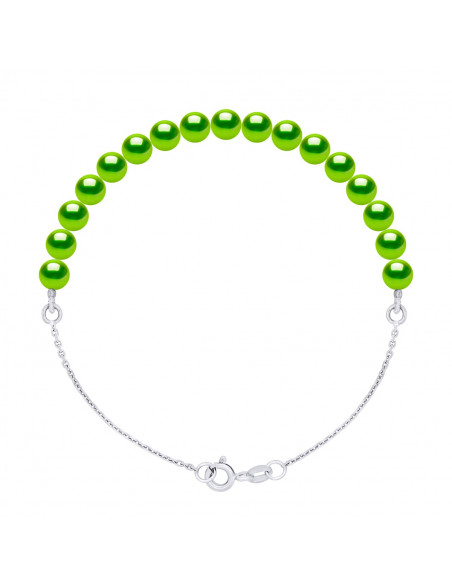 Braccialetto a corda e perline di coltura 5 mm Alternata - Argento 925 - 6 colori - Ilona