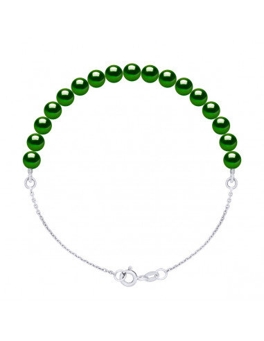 Braccialetto a corda e perline di coltura 5 mm Alternata - Argento 925 - 6 colori - Ilona