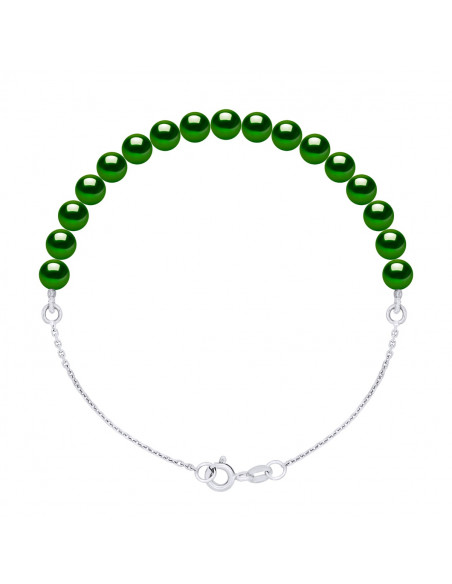 Bracelet Chaîne et Perles de Culture 5 mm alterné - Argent 925 - 6 Coloris - Ilona