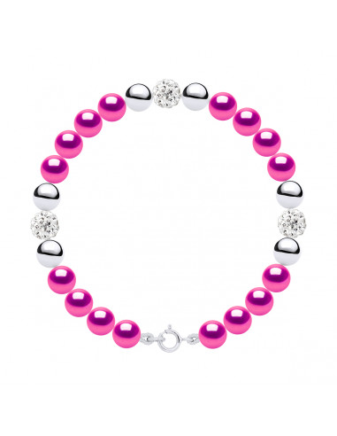Culture Bead Rank Bracelet 6mm and Crystal Preciosa - Silver 925 - 5 Colors - Mileni