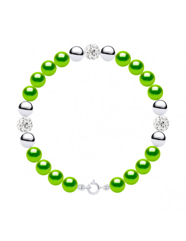 Culture Bead Rank Bracelet 6mm and Crystal Preciosa - Silver 925 - 5 Colors - Mileni