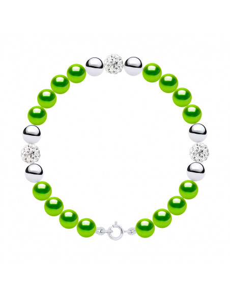 Culture Bead Rank Bracelet 6mm and Crystal Preciosa - Silver 925 - 5 Colors - Mileni